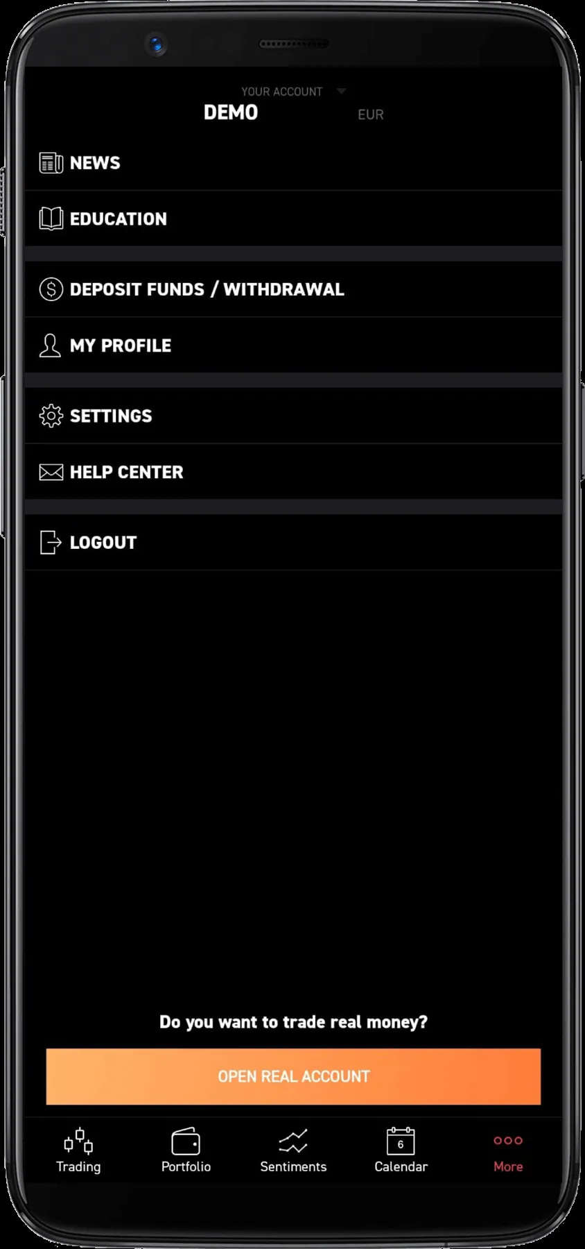 XTB review menu