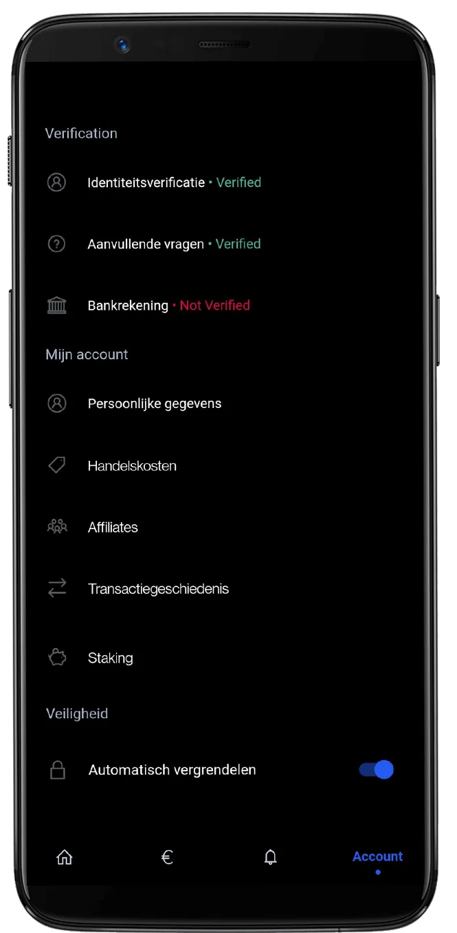 Bitvavo app account