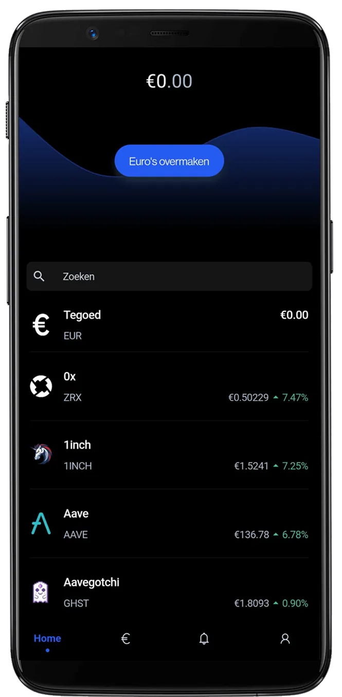 Bitvavo app home