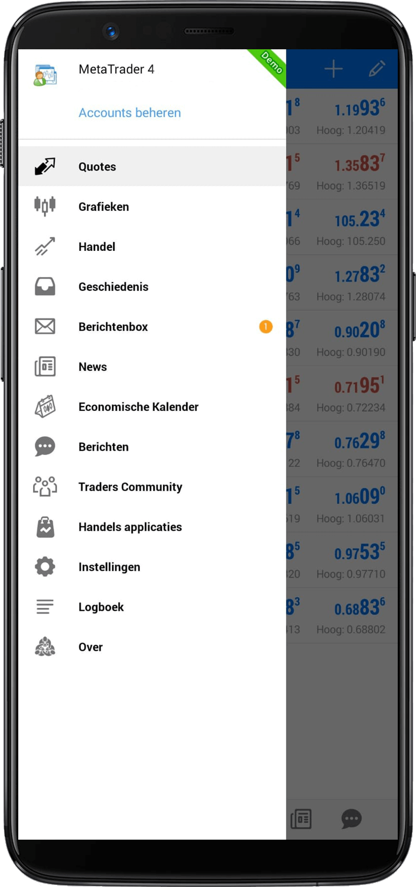 FXFlat MetaTrader menu