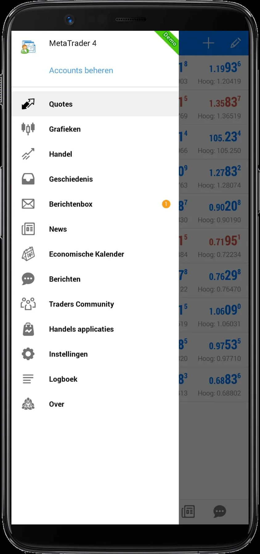 FXFlat MetaTrader menu