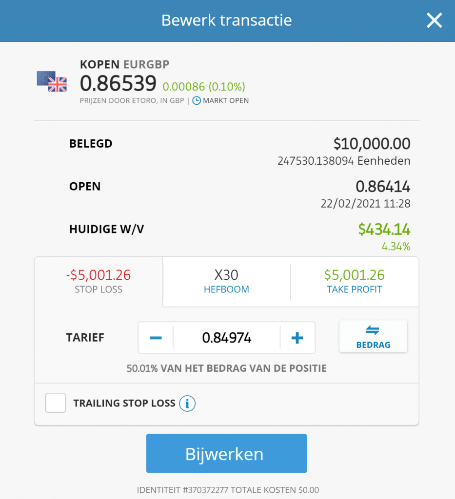 eToro stop loss instellen